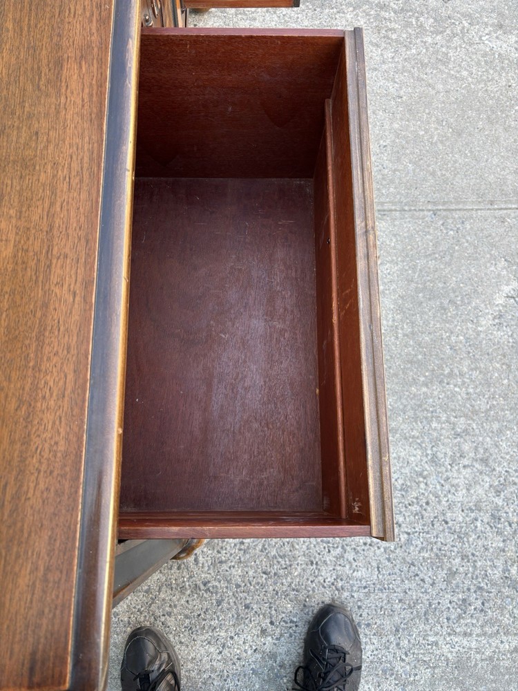 Antique Walnut Jacobean Revival Sideboard Buffet Server Console Cabinet