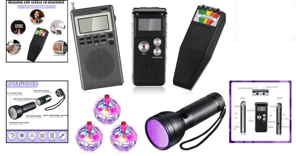 Beginner-Friendly Ghost Hunting Kit: EVP Recorder, UV Flashlight, LED Cat Balls