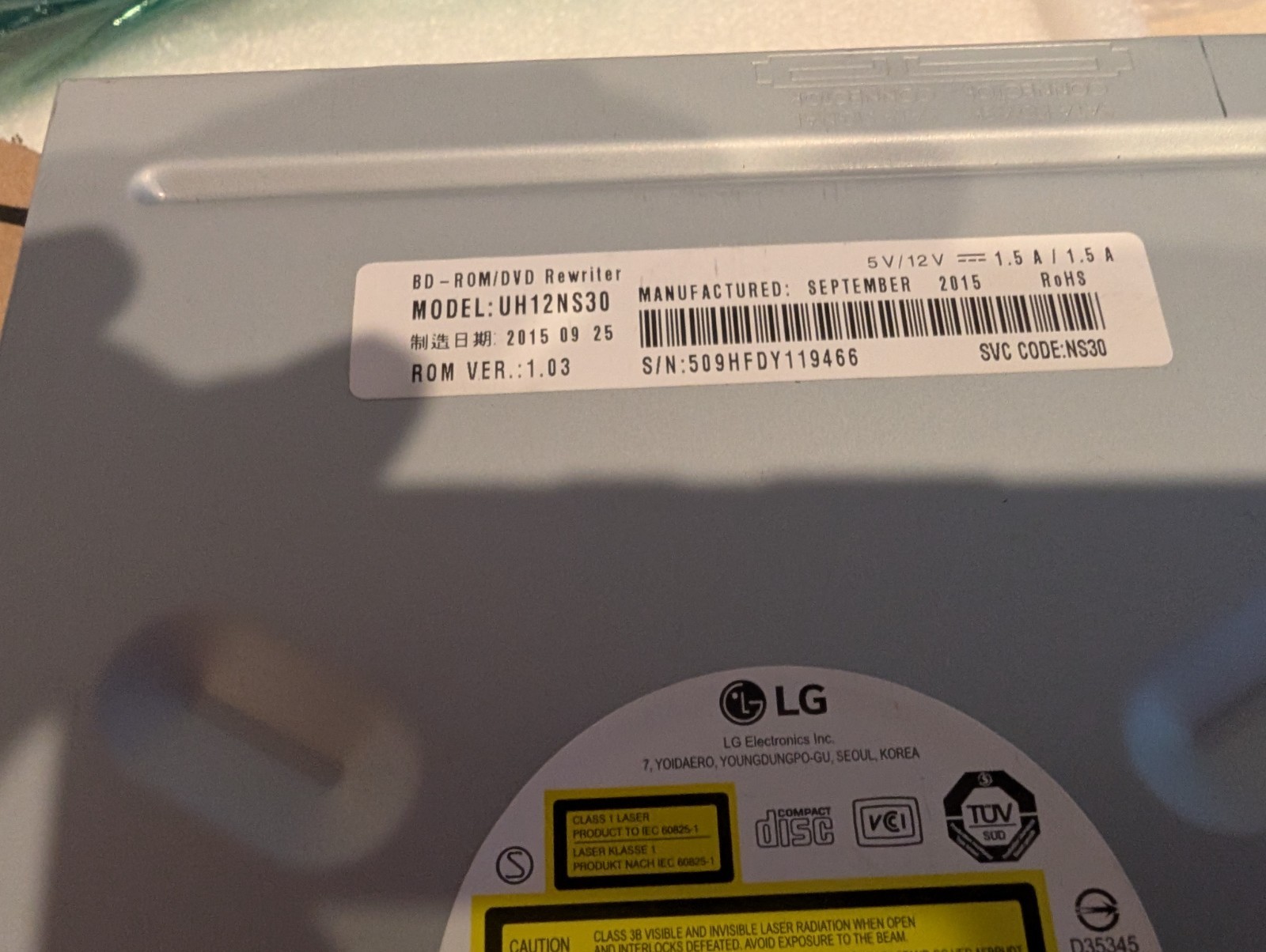 LG UH12NS30 Blu-ray BD-ROM DVD CD SATA MODISC 5.25" Internal Desktop Drive