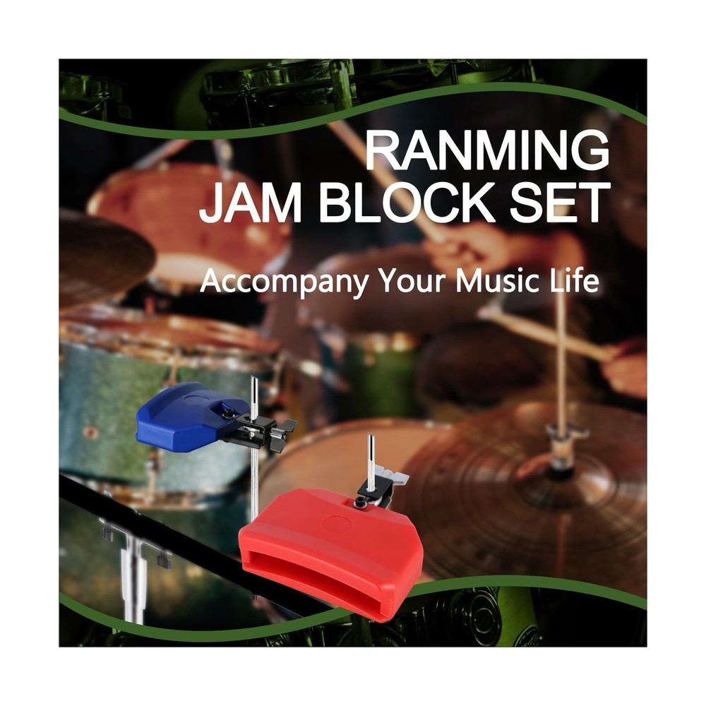 RANMING Jam Block Set,Jam Block Percussion Stand,Triangular Double Brace Desi...