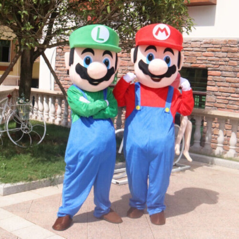 Super Mario Mascot Costume Cosplay Party Fancy Dress Brothers Suits Adult Size