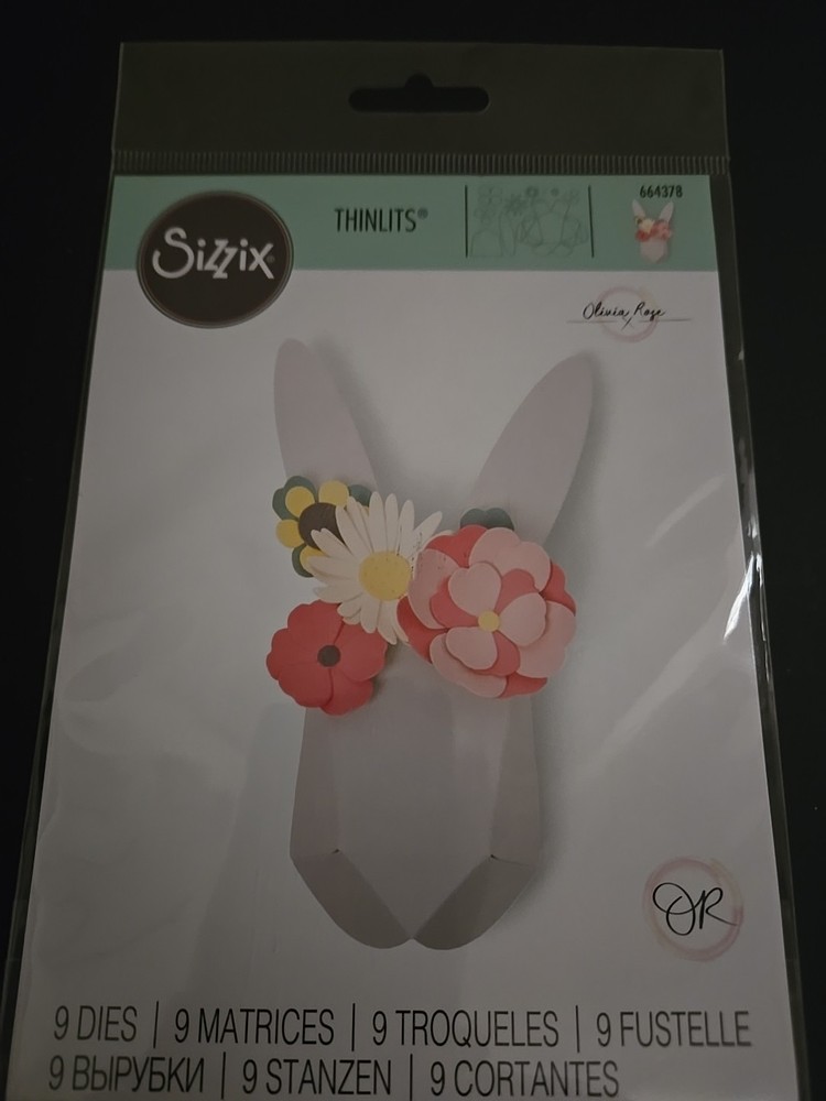 Sizzix Thinlits Origami Rabbit 9 Die Set. New In Package #664378,Bunny