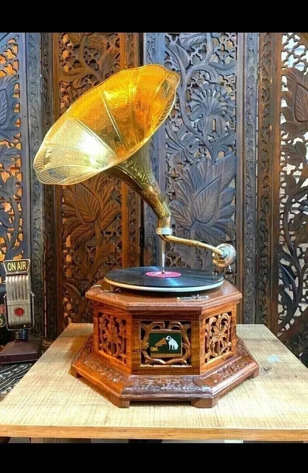 Antique Gramophone, Fully Functional Working Phonograph, win-up record player