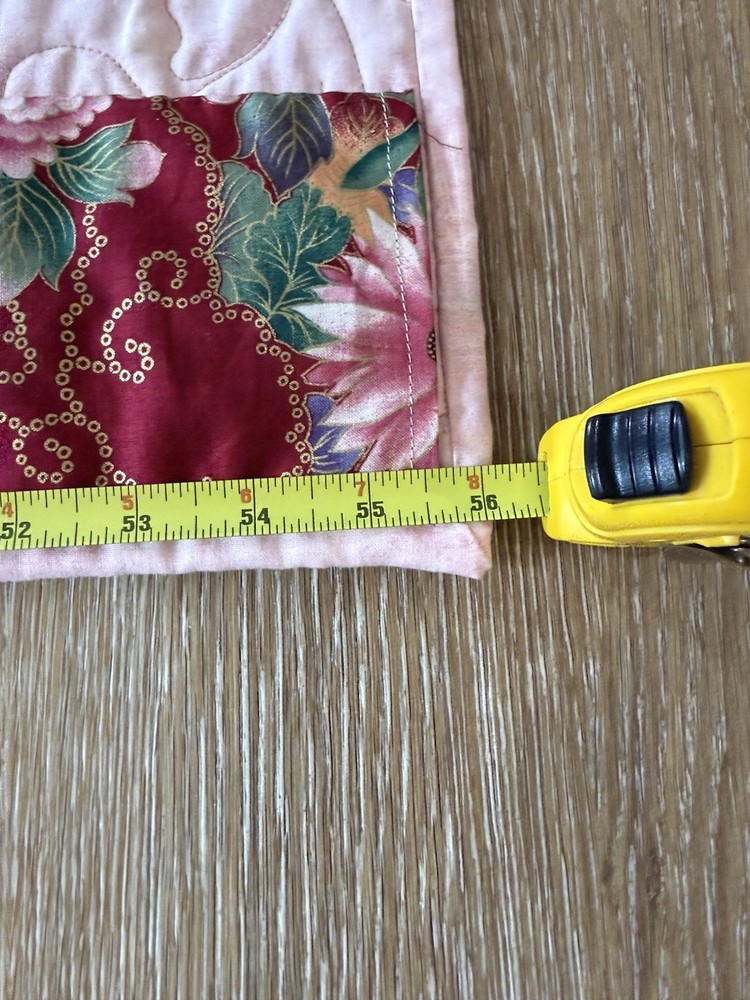 Stack n' Whack Handmade Quilt Sashed Square Blocks Cornerstone Floral Red Pink