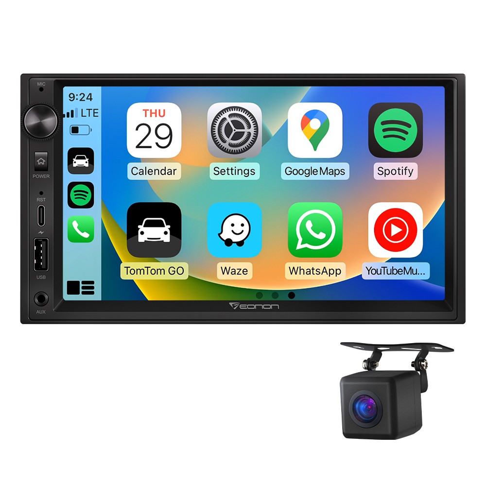 Apple CarPlay 7" Double 2Din Car Stereo Radio Android Auto Touch Screen + Camera