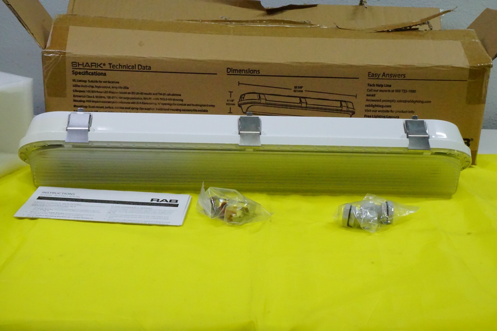 RAB, Shark2-25W/D10, LED Light Washdown Linear 2ft 25w 5000k 120-277v Hazardous