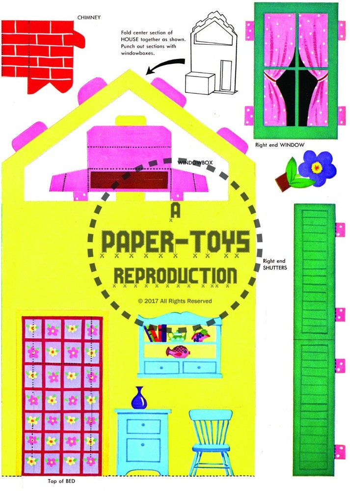 VINTAGE REPRINT - 1963 - DOLLHOUSE PUNCH-OUT BOOK
