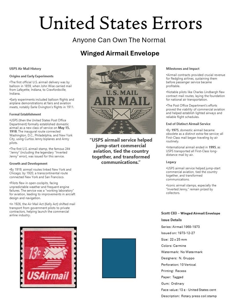 Centsational Custom Presentation Panel For Error SN C83 - 8.5” X 11”