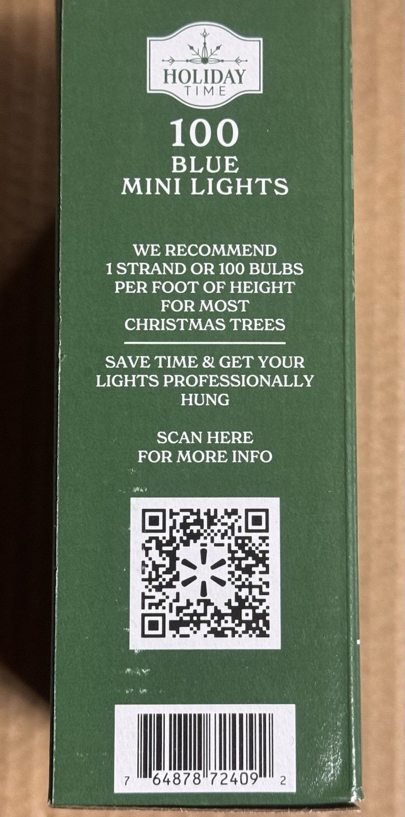 NEW 2025! Holiday Time 100-Count BLUE LED Mini Christmas Lights GREEN Wire