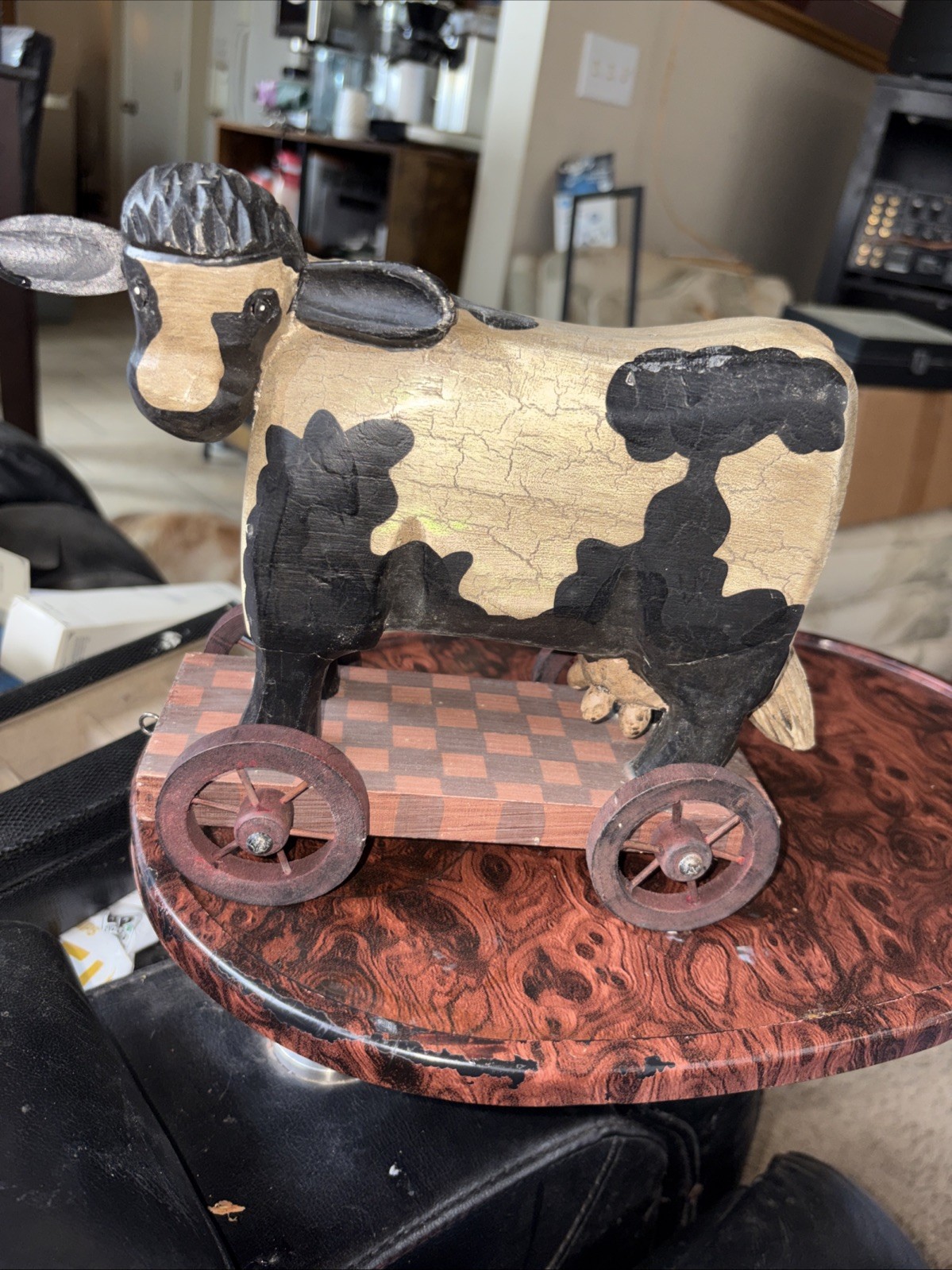 Antique Cow On Wagon