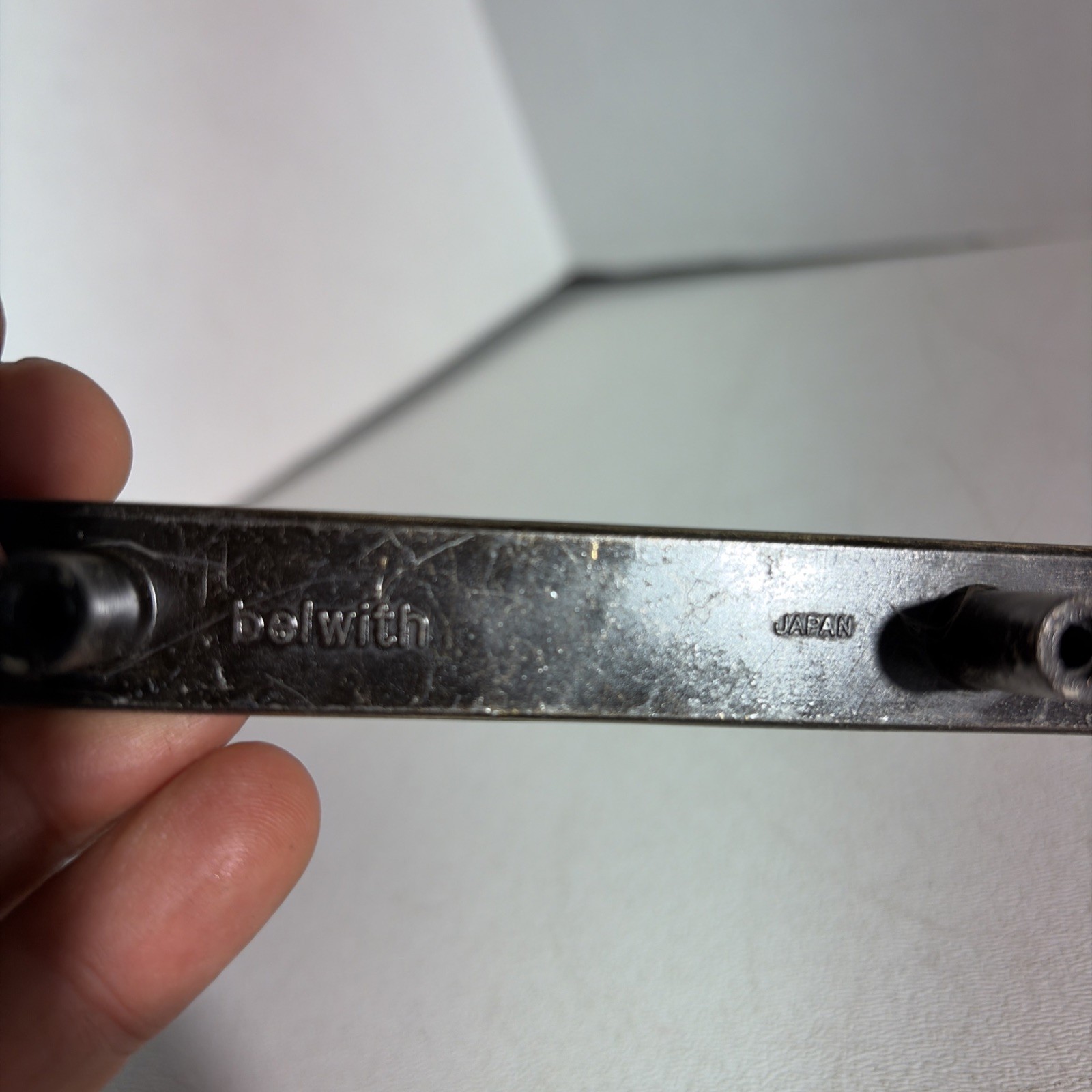 Vintage Single Mid Century Modern Gold Tone White Ceramic Drawer Pull Handle