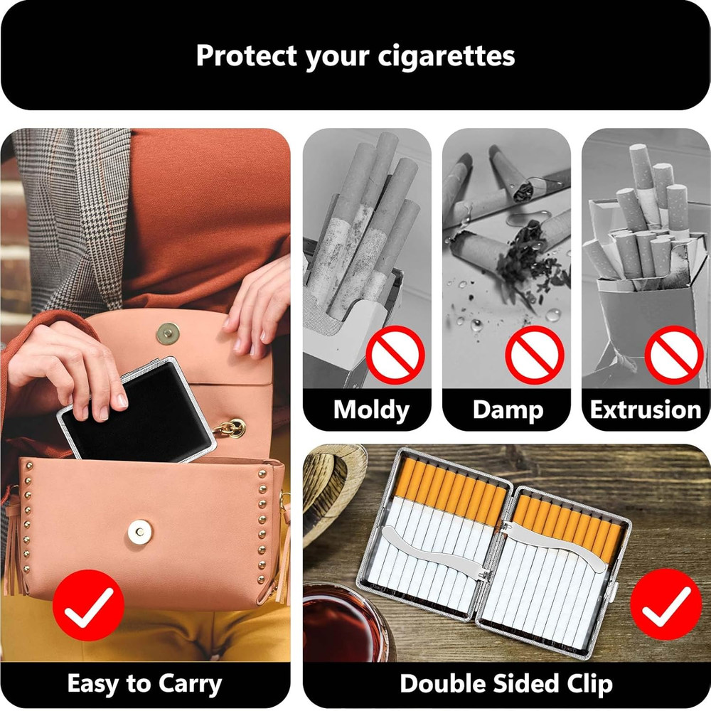 Cigarette Case (2 Pack), Spring Switch 20 Capacity Cigarette Holder Case for Men
