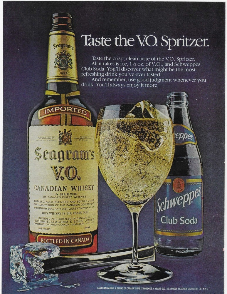 SEAGRAM'S V.O. SPRITZER ORIGINAL PRINT AD