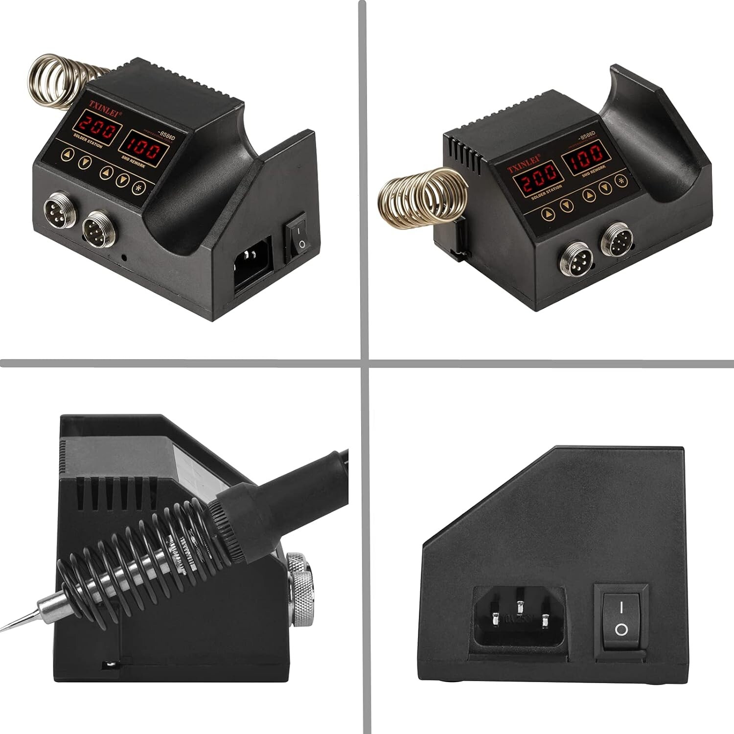 8586D Soldering Station 2 in 1 Functions Electric Iron SMD Hot Air Rework