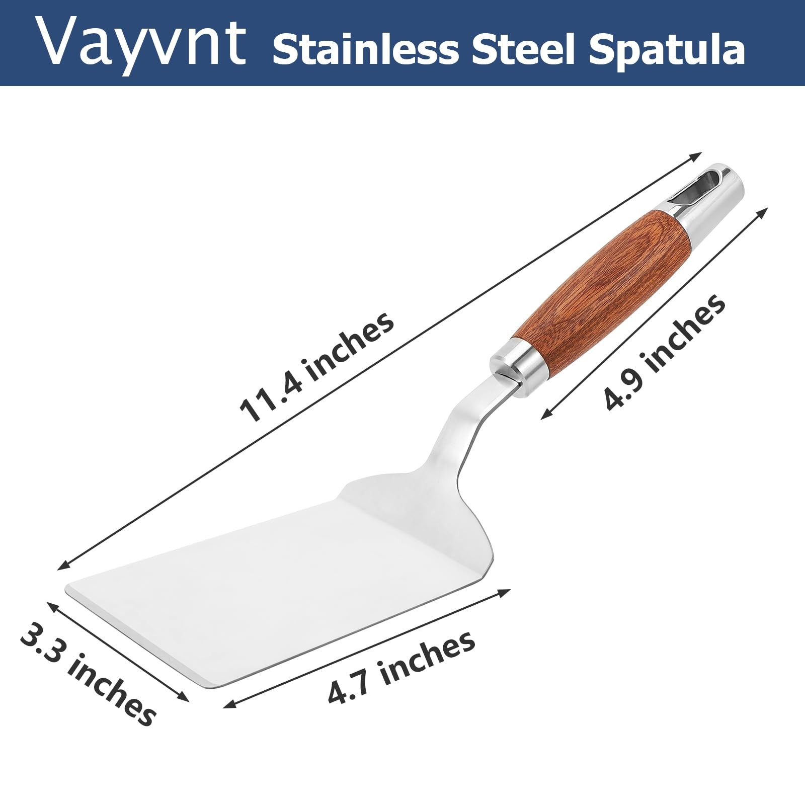 STAINLESS STEEL SPATULA TURNER Heavy-Duty Metal Griddle Flipper Wood Handle NEW