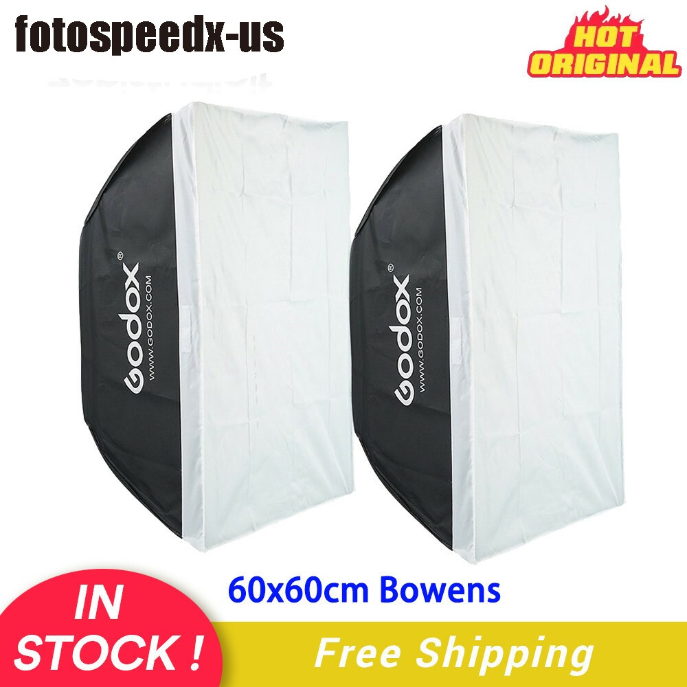 US 2X 60*60cm 24x24" Rectangular Bowens Softbox Fr Studio Strobe Flash Speedlite