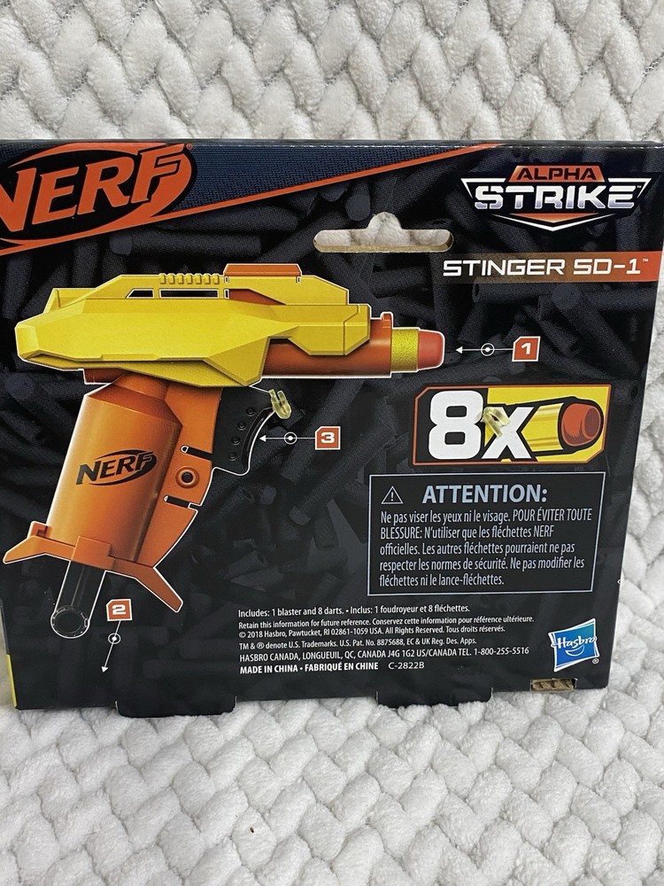 Nerf Blaster Gun Alpha Strike Stinger SD1 Includes 8 Darts