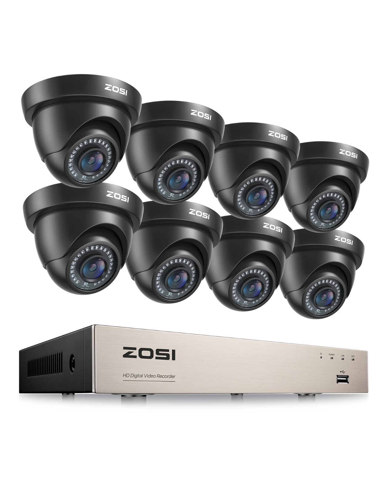 ZOSI 8CH 1080P Outdoor Security Camera System 5MP Lite Surveillance CCTV DVR Kit