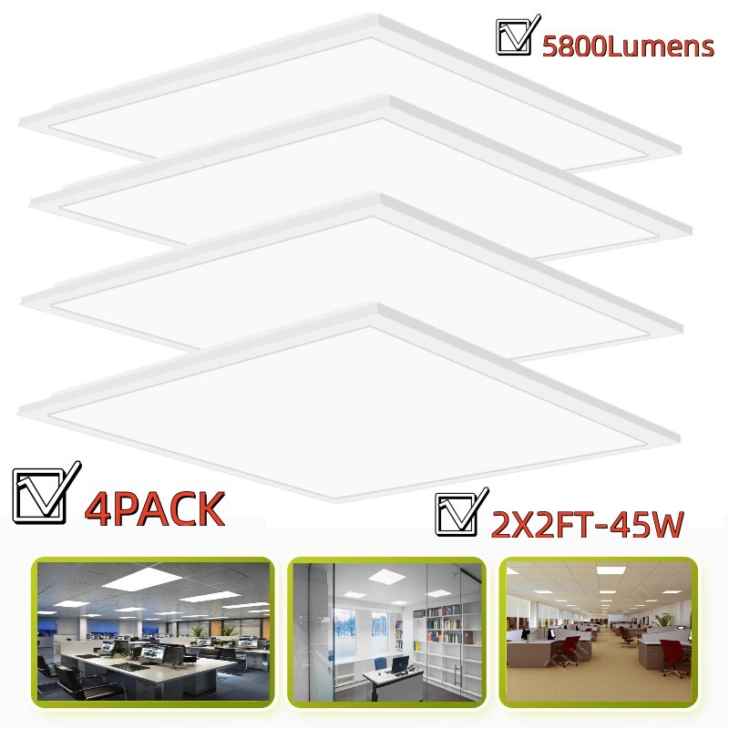 2x2 FT LED Flat Panel Light 45 Watts 5800LM Led Drop Ceiling Lights, ETL Listed