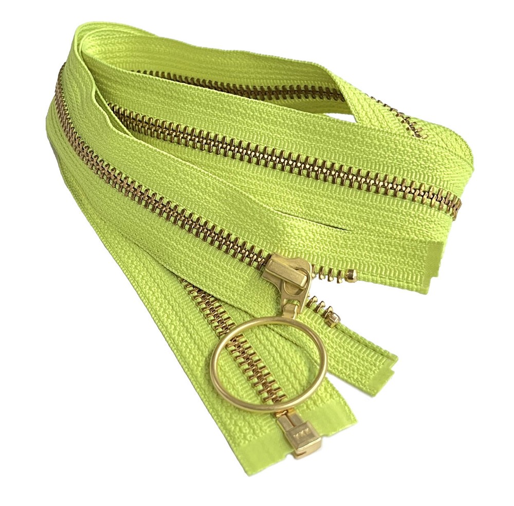 YKK #5 6" or 7" Brass with Ring Cramper Pull Metal Jacket Zipper Separating