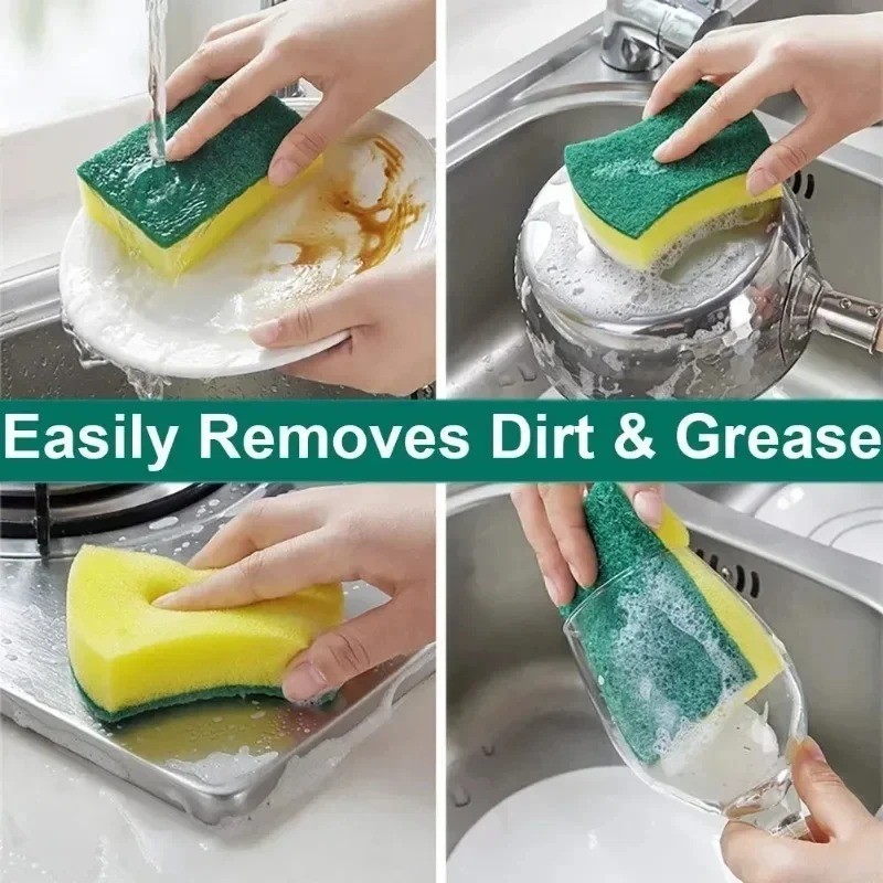 10pcs Double Sided Magic Cleaning Sponge Pot Rust Remover Kitchen Brush