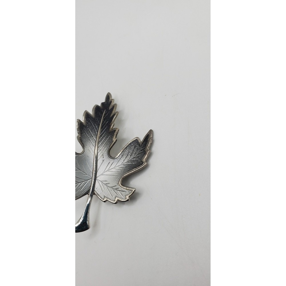 Silver Tone Leaf Brooch Fall Nature Boho 2.5" brw33
