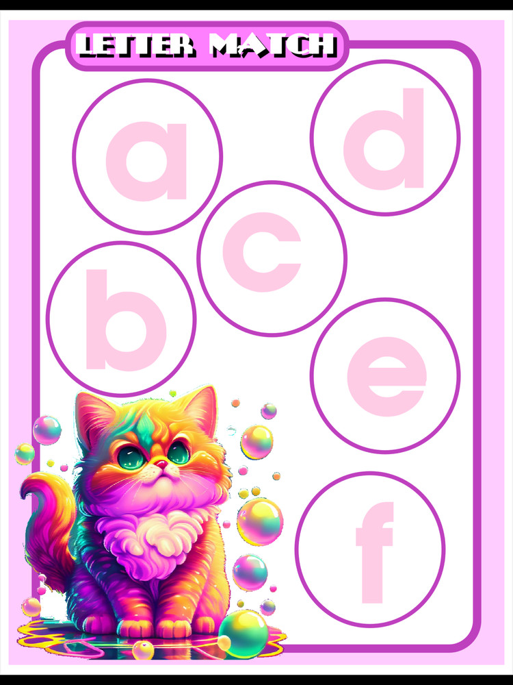 Pretty Kitty Bubble Match Game - Uppercase & Lowercase Match    - DIY KIT -