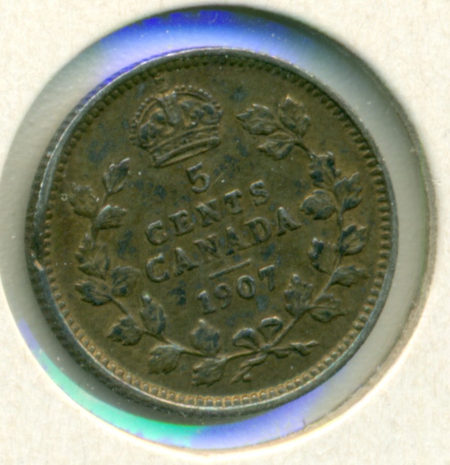 1907 CANADA FIVE CENTS, EXTRA FINE, GREAT PRICE