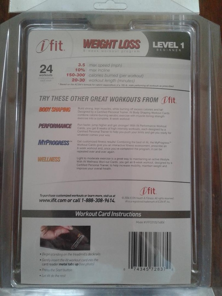 I FIT TREADMILL SD CARD Weight Loss Level 1, 8 Week Program