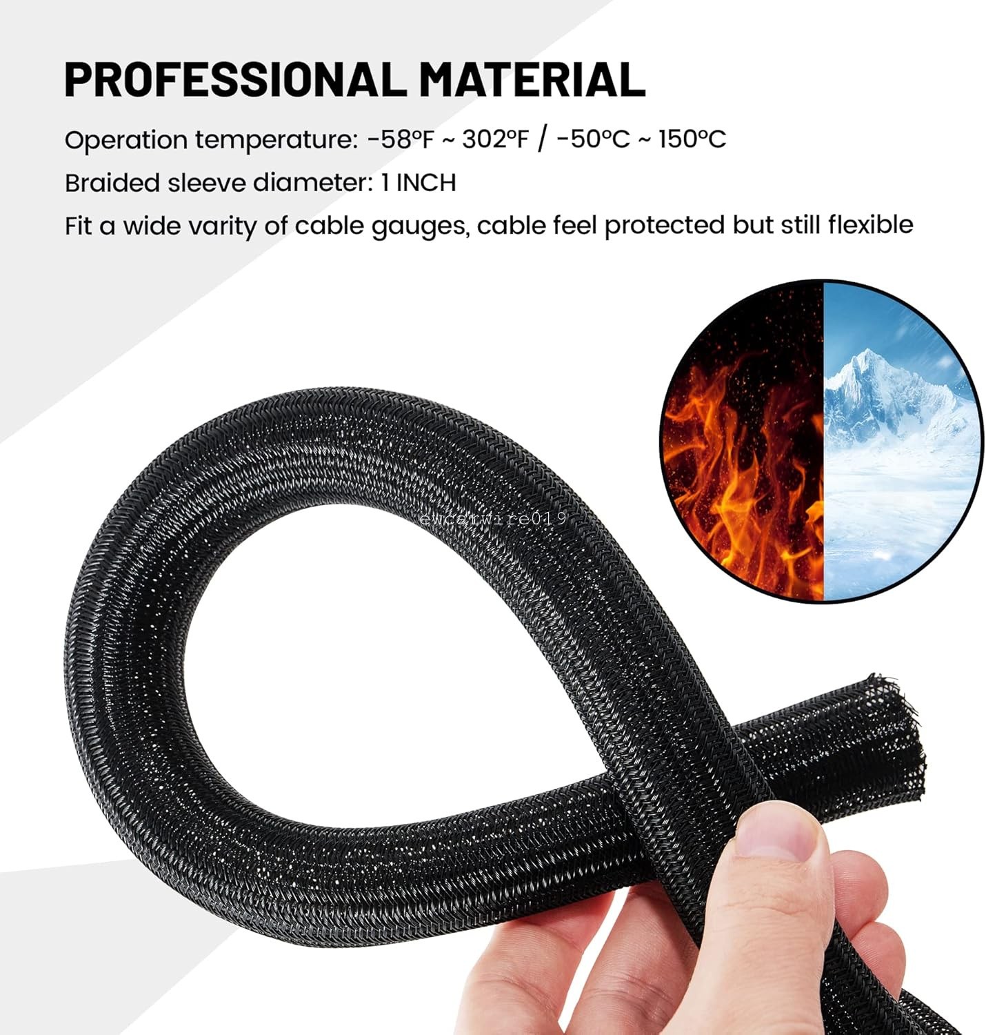 10FT Split Braided Cable Sleeve Self Wrap Wire Loom Cord Management Protector