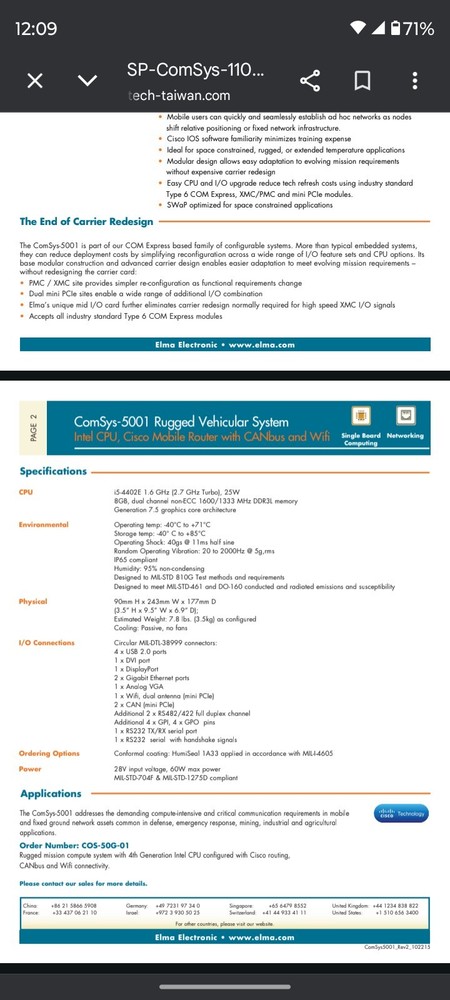 ELMA COMSYS-5001-SR Aerospace Digital Processor Unit Computer WITH CABLE MADE US