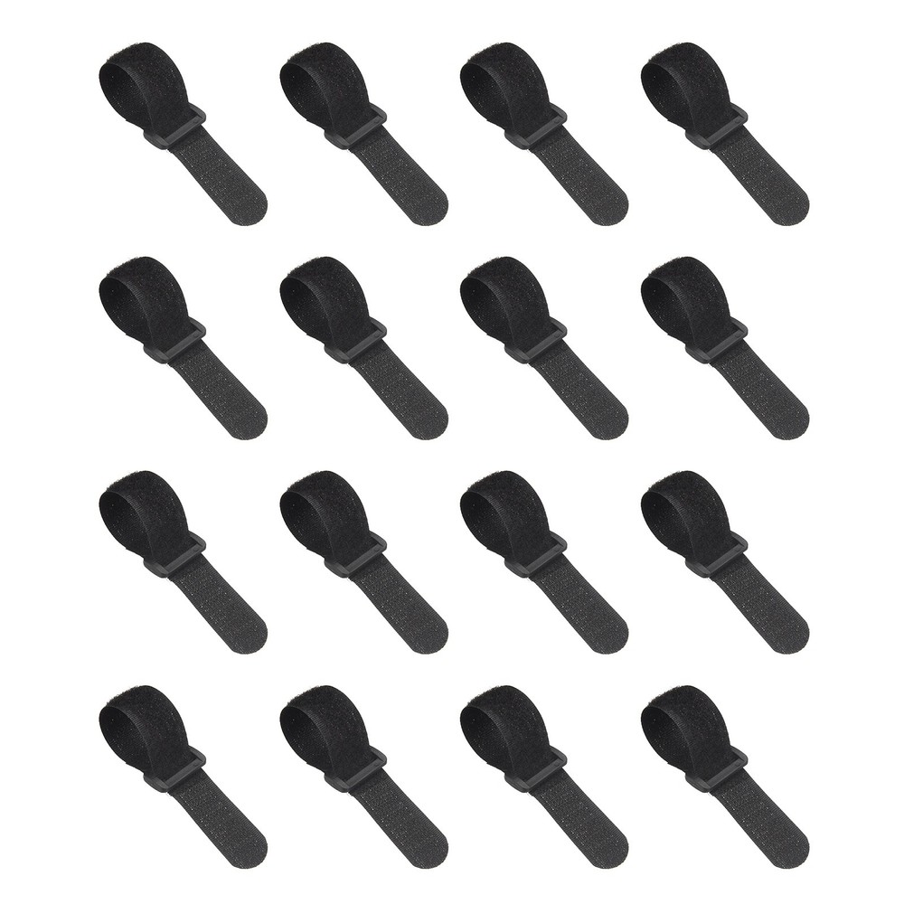 16pcs Reusable Cinch Straps 0.8"x5.9" Hook and Loop Cable Securing Straps, Black