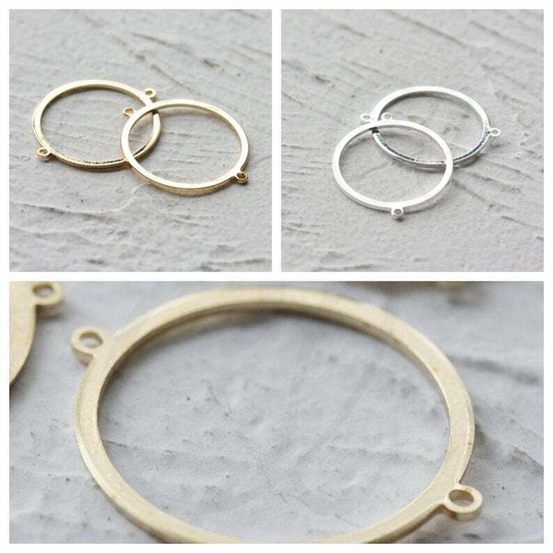 Solid Brass Ring With 2 Holes - Link 23.8x20mm (3918C-V-286)