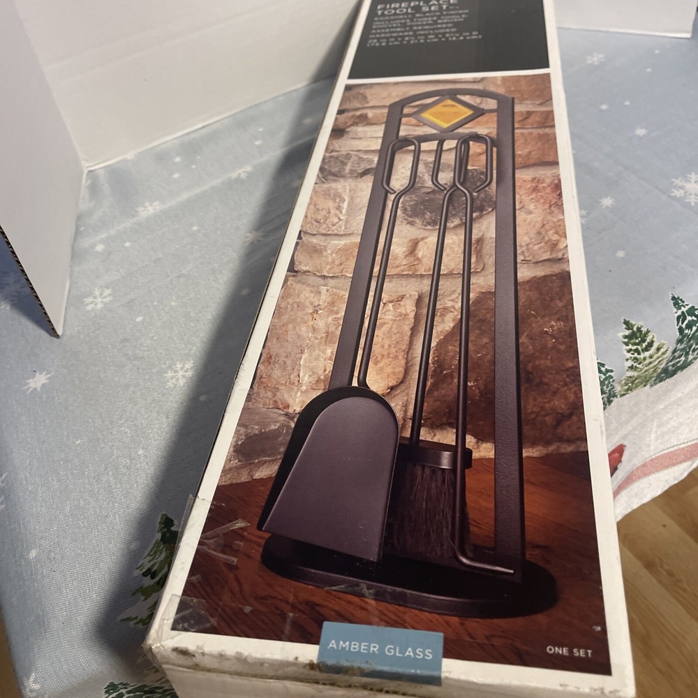 Fireplace Tool Set ,Eggshell Black Finish,includes Three Tools:shovel poker brus