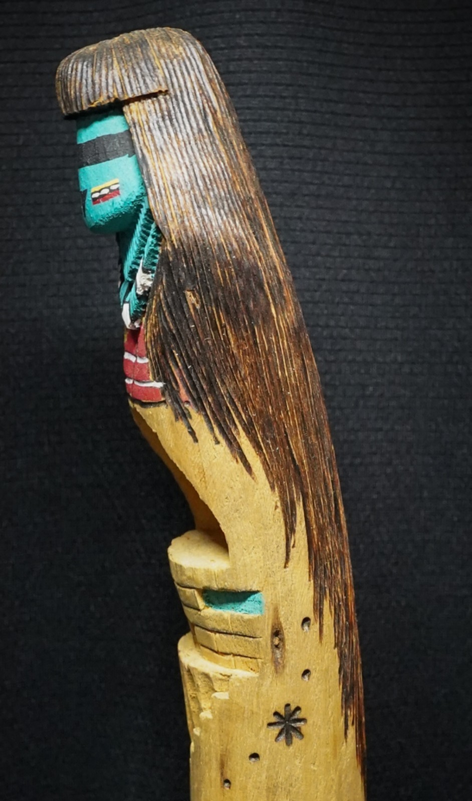 Signed Abeita Hopi Longhair Kachina 10" Mesa Style Katsina Carving