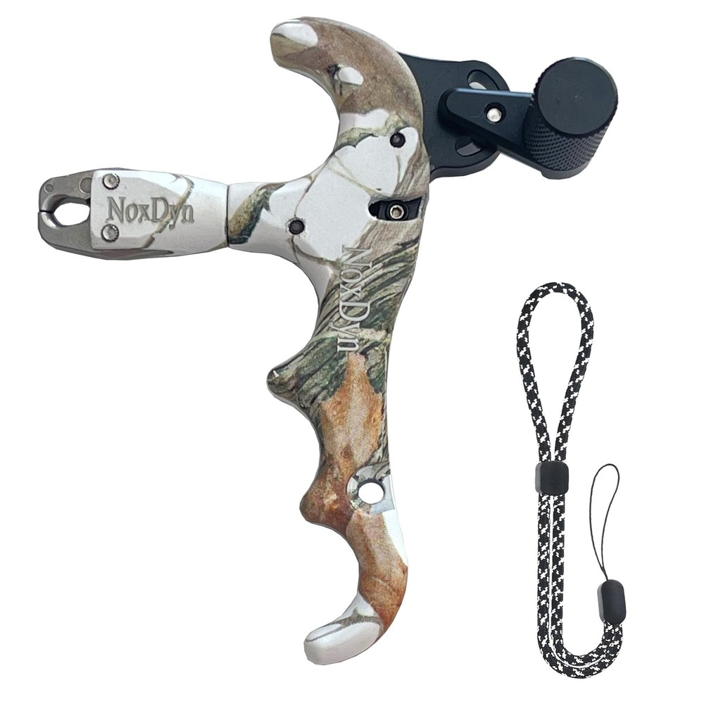 4-Finger Compound Bow Release - 360° Rotatable Thumb Release, Camo Design