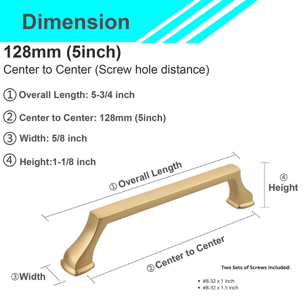 Solid Brushed Champagne Gold Cabinet Pulls Knobs Handles Kitchen Bathroom Drawer