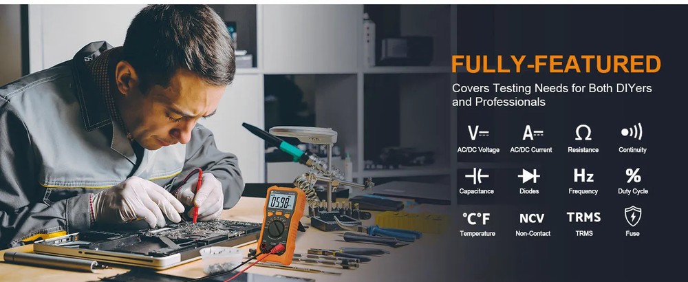 True RMS Digital Multimeter 2000 Count AC/DC Voltage Current Resistance