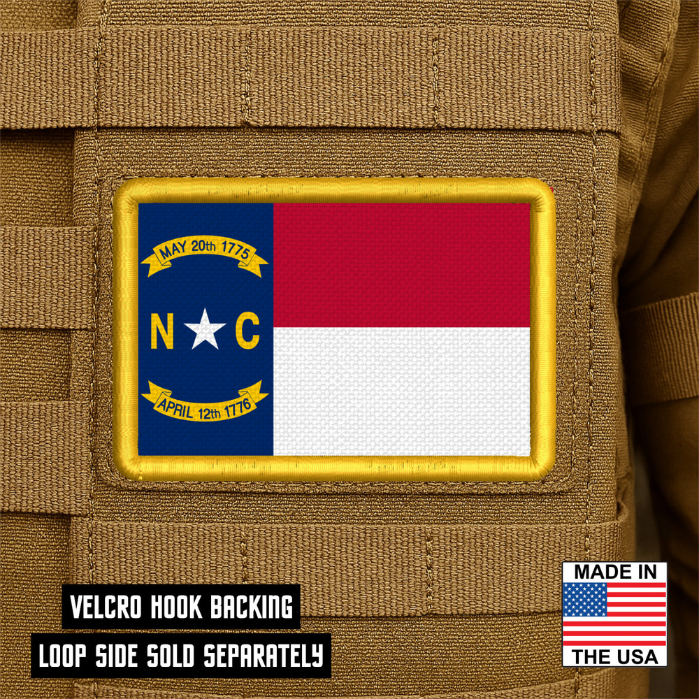North Carolina State Flag Morale Patch, 2" x 3" Hook & Loop Plate Carrier Patch