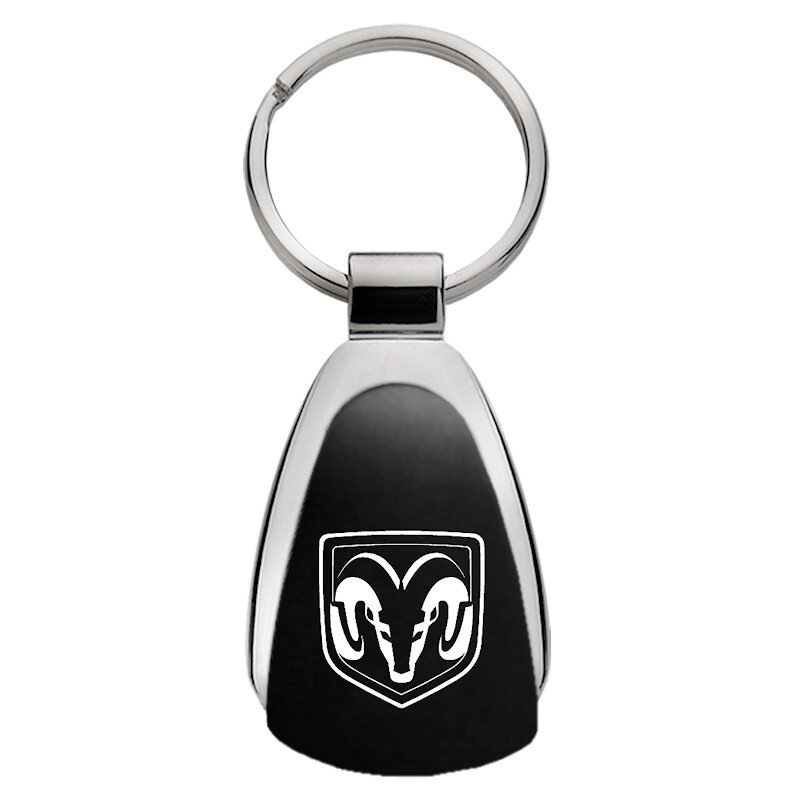 Dodge Ram Head Logo Tear Drop Key Ring (Black)