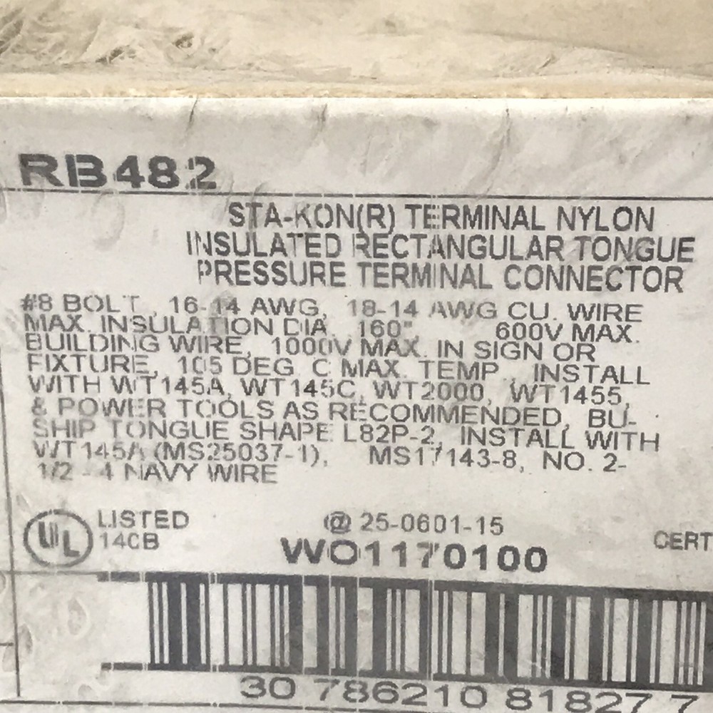 Thomas & Betts Sta-Kon RB482 Rectangular Tongue Crimp Terminal MS17143-11