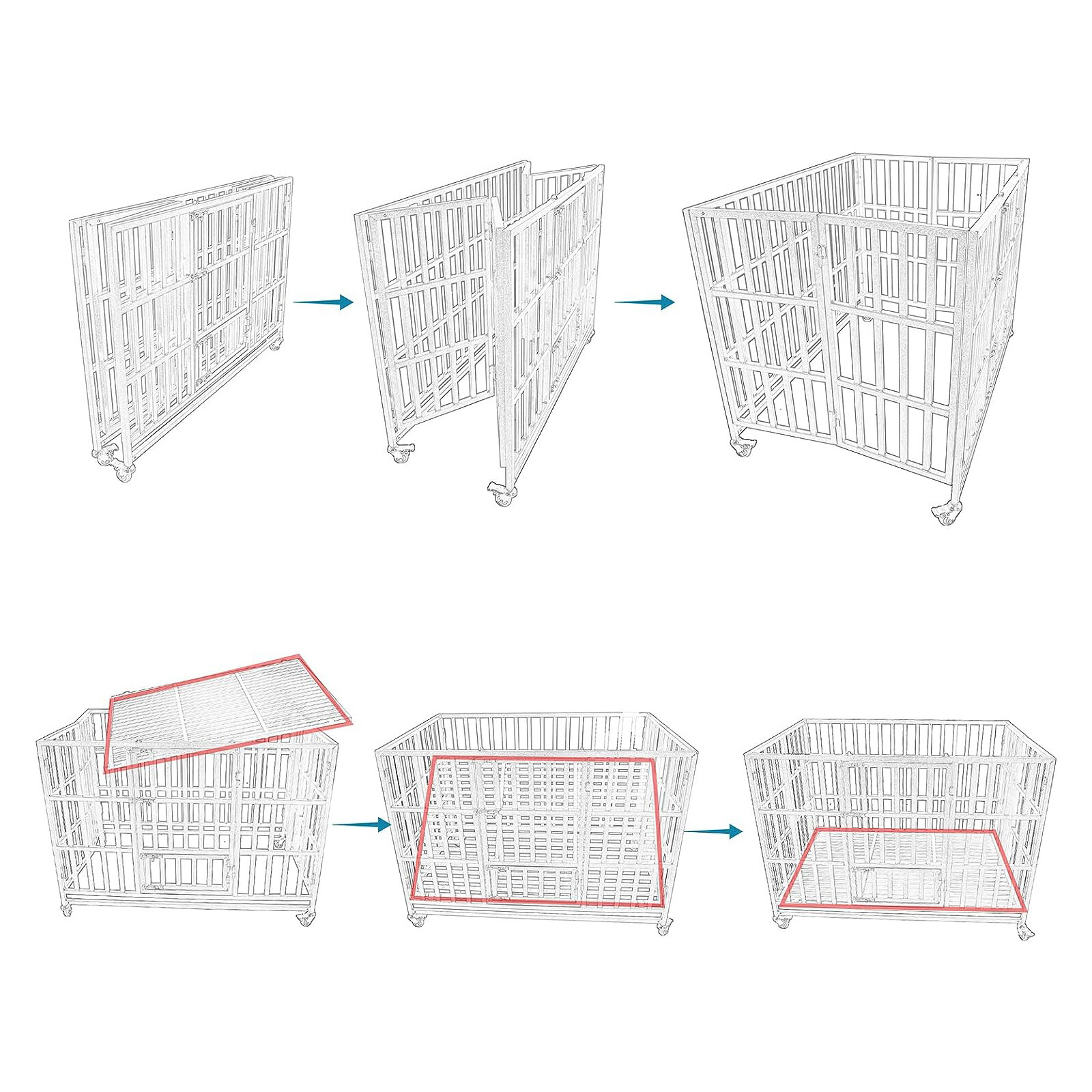 47 inch Heavy Duty Dog Kennel Pet Stainless Steel Crate Cage Stackable