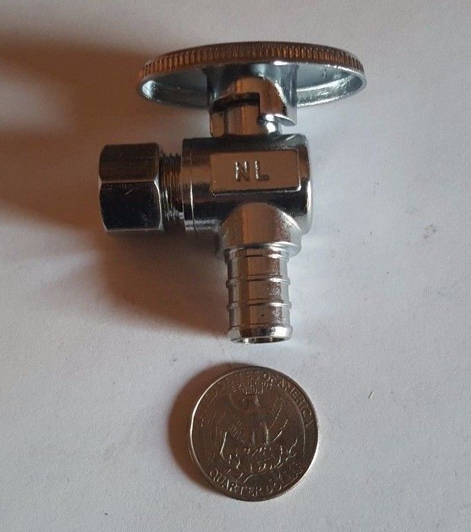 10 PIECES 1/2" PEX X 3/8"OD BRASS 1/4 TURN ANGLE STOP VALVE (LEAD-FREE BRASS)