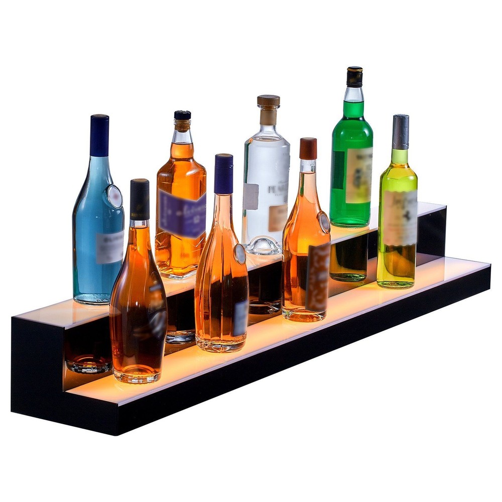 48x2-step LED lit bottle display shelf & bar with RF & app control