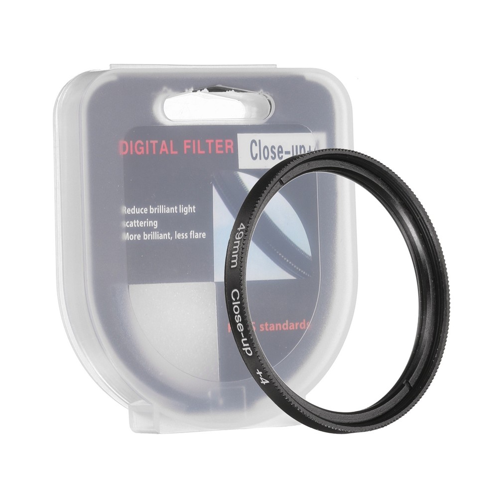 49mm Close-up Filter Macro Lens Filter +4 Diopter Magnification with Cap, Black