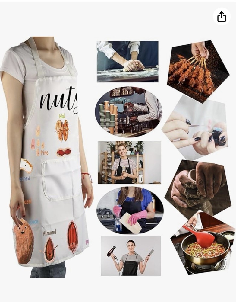 Apron Nut Design Tie Back Adjustable At Neck Kitchen Apron