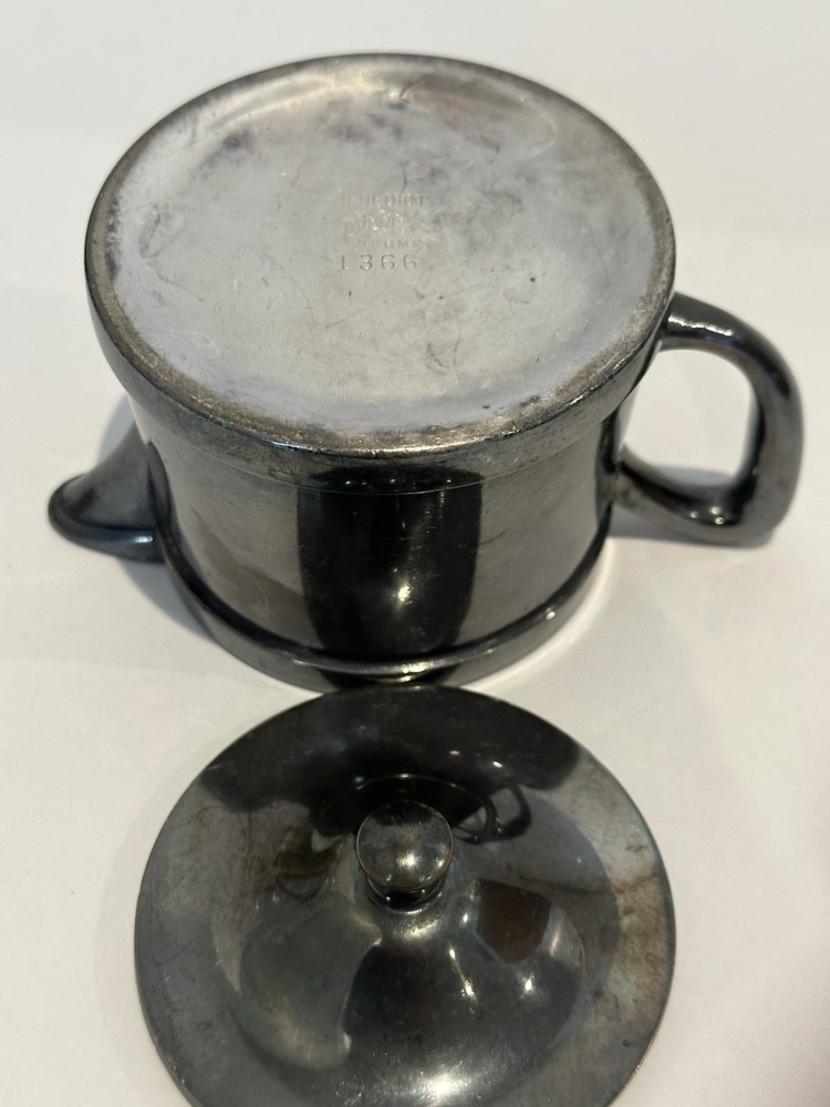 Benedict Heavy Silverplated Lidded Creamer With Nice Patina