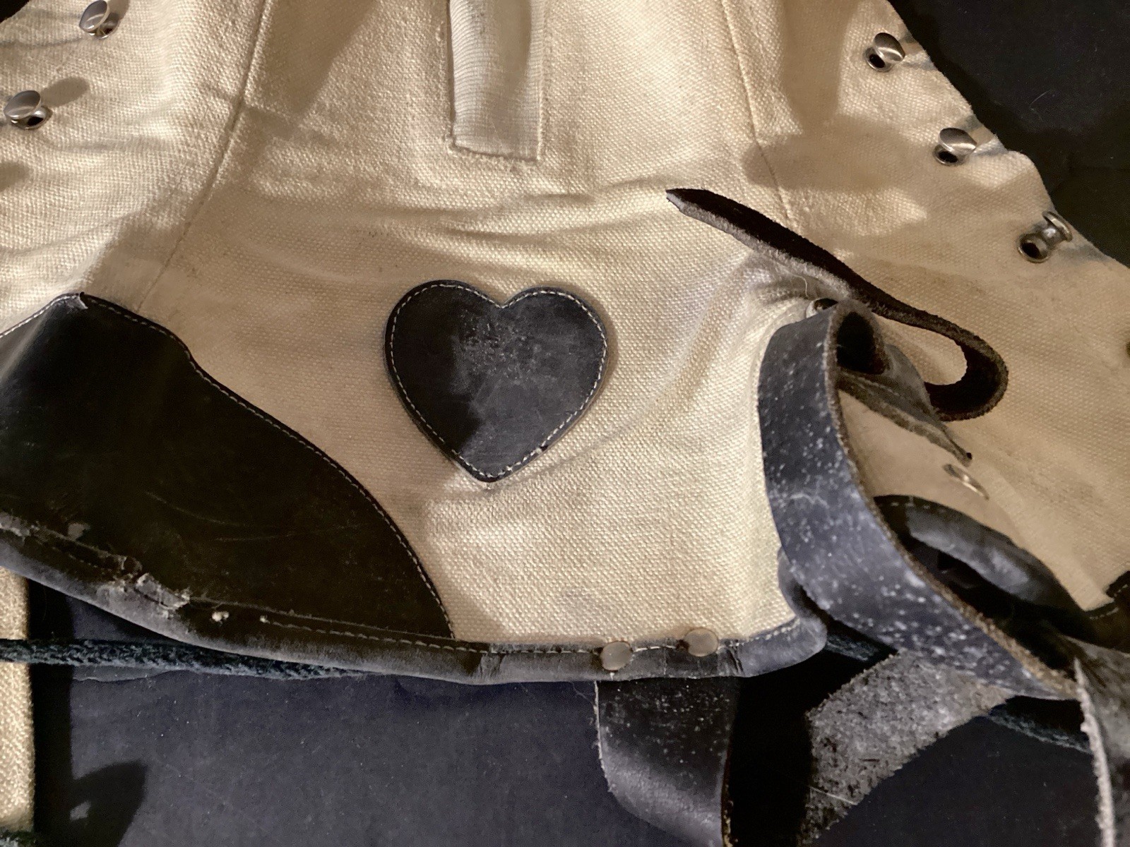 Original Antique Leather Spats With Hearts & Straps