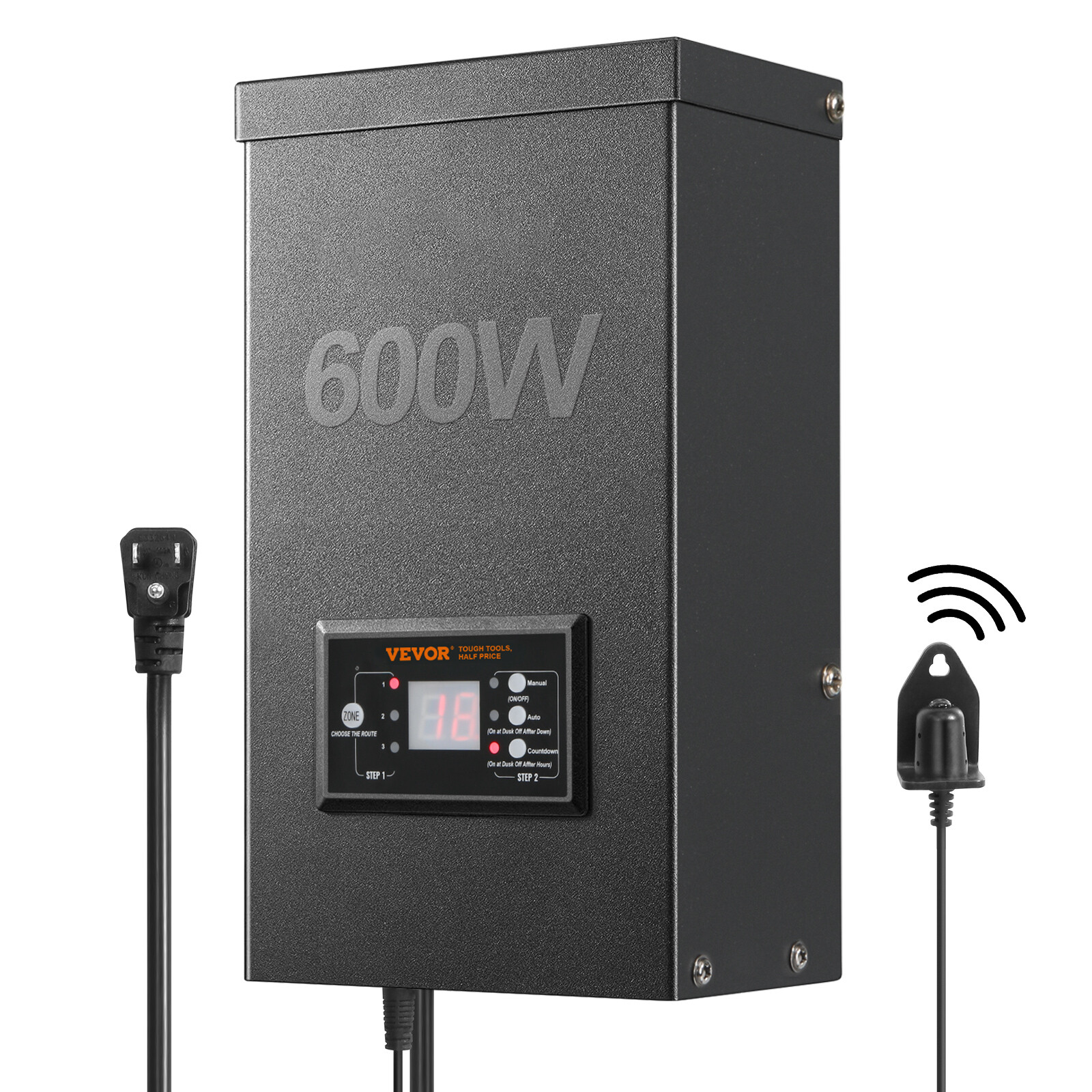 VEVOR 600W Low Voltage Landscape Transformer with Timer and Photocell Sensor