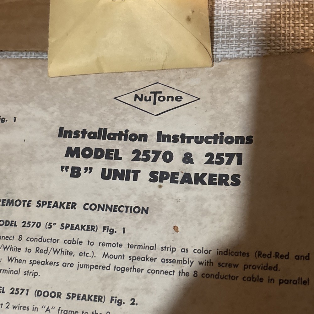 Nutone N2570-B Intercom with Rough-in Frame 5” Speaker